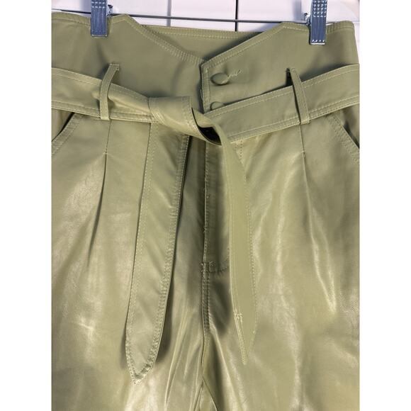 Venti6 Faux Leather Green Paper Bag Highwaisted Womens Joggers Size M Retro - Picture 2 of 10